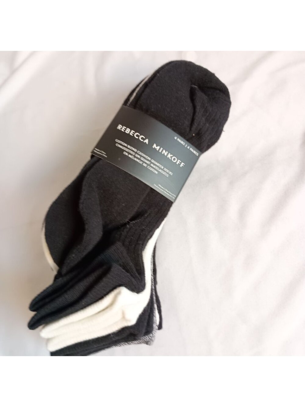 Rebecca Minkoff Cushion Quarter Socks 6 Pack Women 4-10 Black White NWT